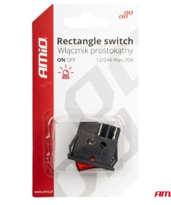 Interruptor rectangular rojo  12V/230V (iluminación) BU02