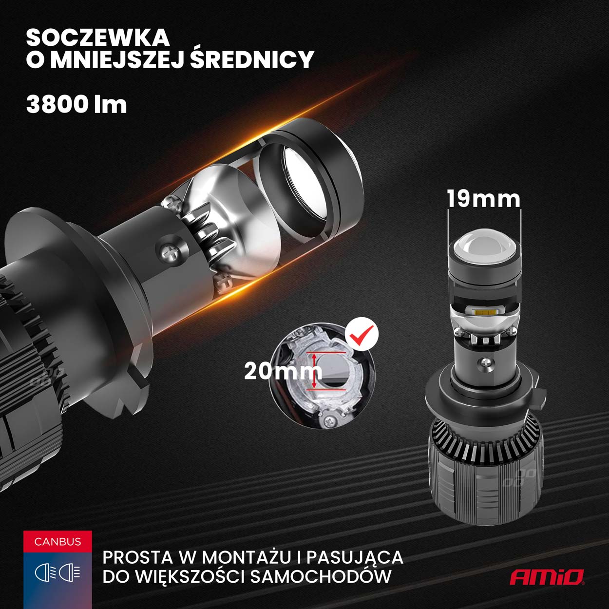 Bombilla Luz de Cruce LED Headlamp H7 PL Lens Series AMiO-03668 9 Bombilla Luz de Cruce LED Headlamp H7 PL Lens Series AMiO-03668