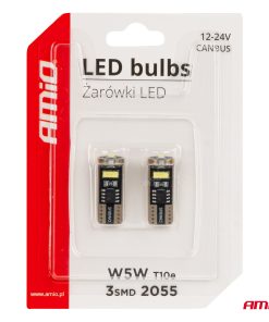 LED CANBUS BULBS T10e W5W 3x2055 SMD White 12V/24V AMIO-03720