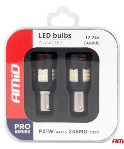 LED CANBUS BULBS PRO series 1156 BA15S P21W R10W R5W 24x3020 SMD FAN White 12V/24V AMIO-03721