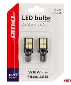 LED CANBUS BULBS PRO series T15e W16W 54x4014 SMD White 12V/24V AMIO-03724