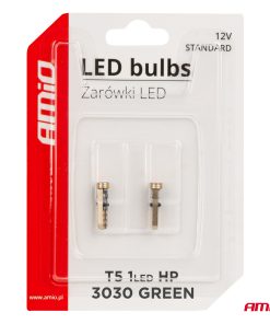 LED CANBUS BULBS STANDARD Green T5 12V 3030 1LED HP AMIO-03729