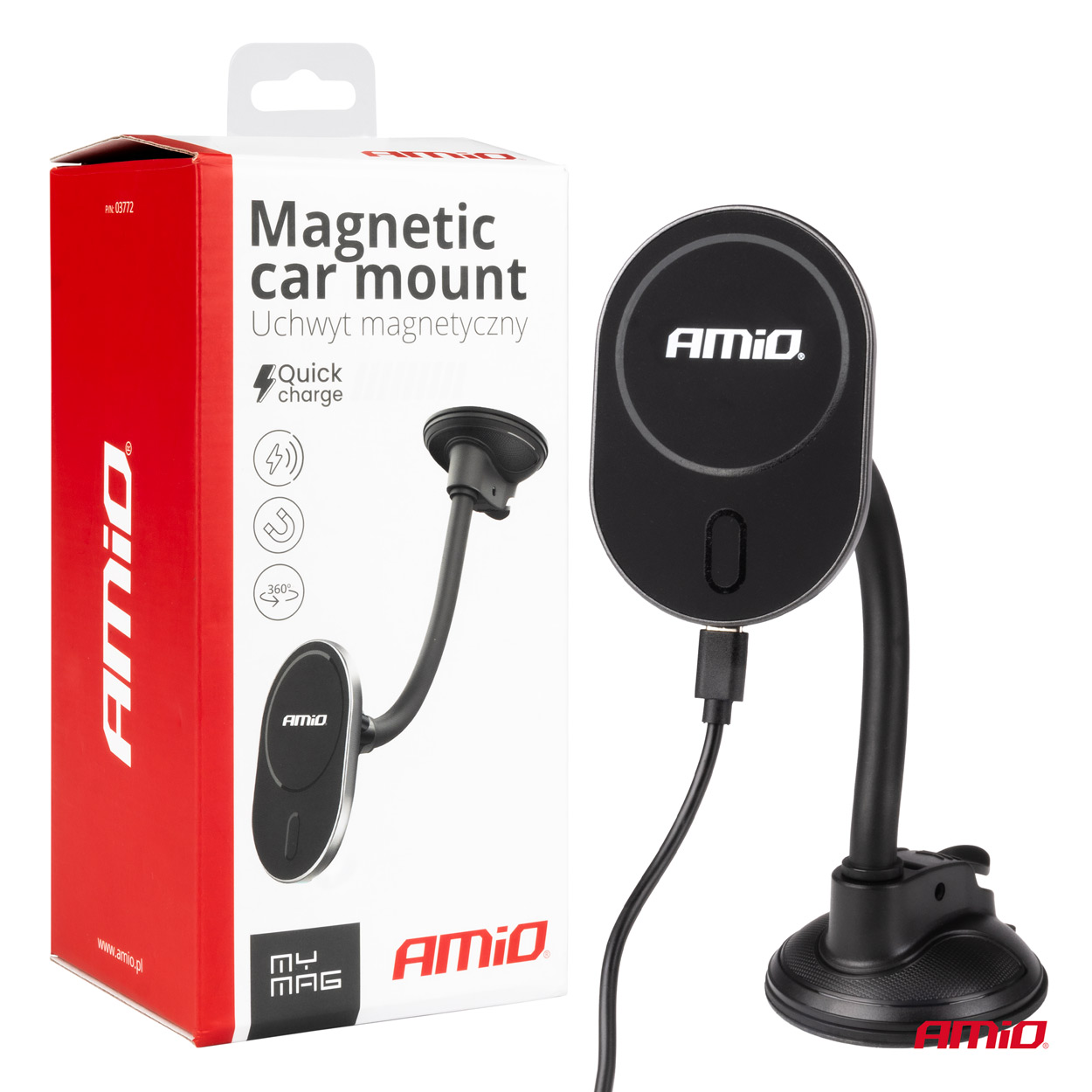 Cargador inalámbrico de inducción, fijación por ventosa My Mag 15W AMIO-03772 5 Cargador inalámbrico de inducción, fijación por ventosa My Mag 15W AMIO-03772