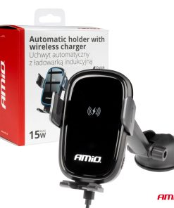 Cargador inalámbrico de inducción, fijación por ventosa 15W AMIO-03779