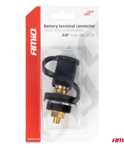 Conector alimentación batería negro menos con tapón 3/8 M10 12V 24V 48V 250A AMIO-03813 7 Conector alimentación batería negro menos con tapón 3/8 M10 12V 24V 48V 250A AMIO-03813