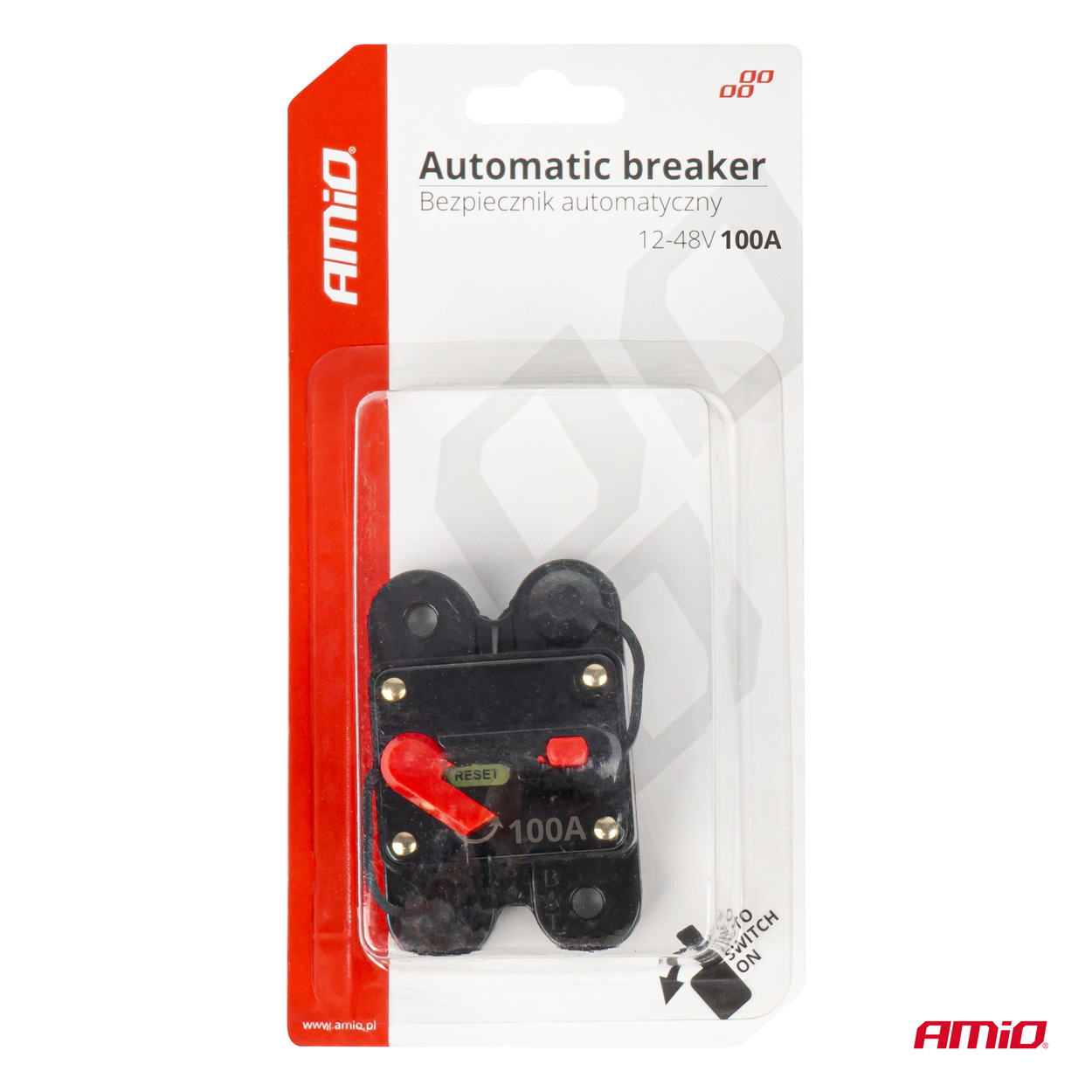 Fusible automático, disyuntor 12-48V 100A AMIO-03828 5 Fusible automático, disyuntor 12-48V 100A AMIO-03828