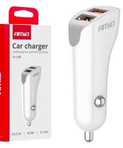 Cargador de coche 2x USB-A 2.1A 12/24V AMiO-03874