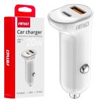 Cargador de coche USB-A+ USB-C 20W 12/24V AMiO-03875
