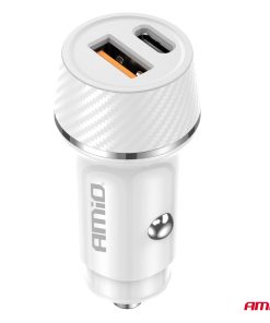 Cargador de coche USB-A + USB-C 20W 12/24V AMiO-03878