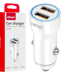 Cargador de coche 2xUSB-A 12/24V AMiO-03879