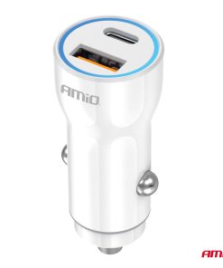 Cargador de coche USB-A + USB-C 20W 12/24V AMiO-03881