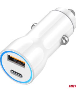 Cargador de coche USB-A + USB-C 20W 12/24V AMiO-03881