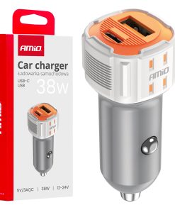 Cargador de coche USB-A + USB-C 38W 12/24V AMiO-03883