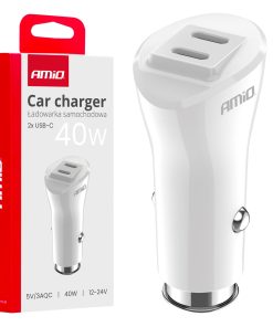 Cargador de coche 2xUSB-C 40W 12/24V AMiO-03884