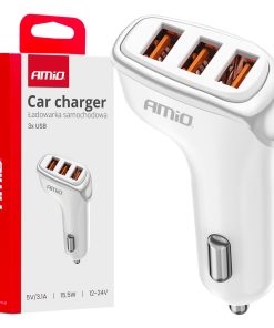 Cargador de coche 3x USB-A 3.1A 12/24V AMiO-03885
