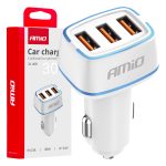 Cargador de coche 3x USB-A 30W 12/24V AMiO-03889