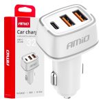 Cargador de coche 2x USB-A + USB-C 32W 12/24V AMiO-03890