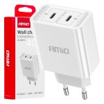 Cargador de pared 2xUSB-C 40W Quick Charge 230V AMIO-03892