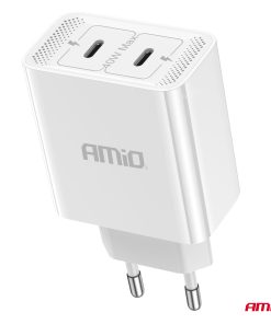 Cargador de pared 2xUSB-C 40W Quick Charge 230V AMIO-03892