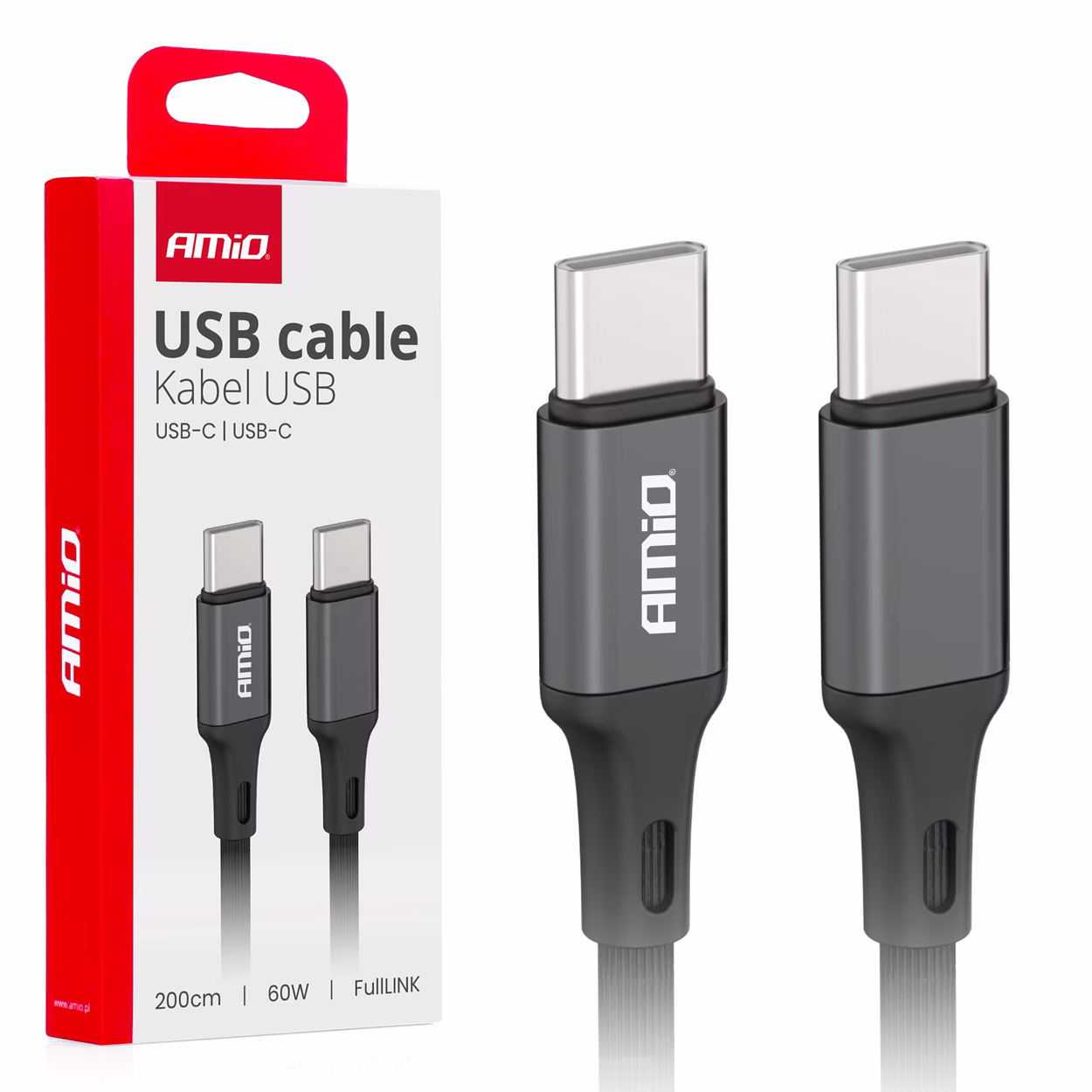 Cable 'USB-C a USB-C 60W 200cm FullLINK AMIO-03903 1 Cable 'USB-C a USB-C 60W 200cm FullLINK AMIO-03903