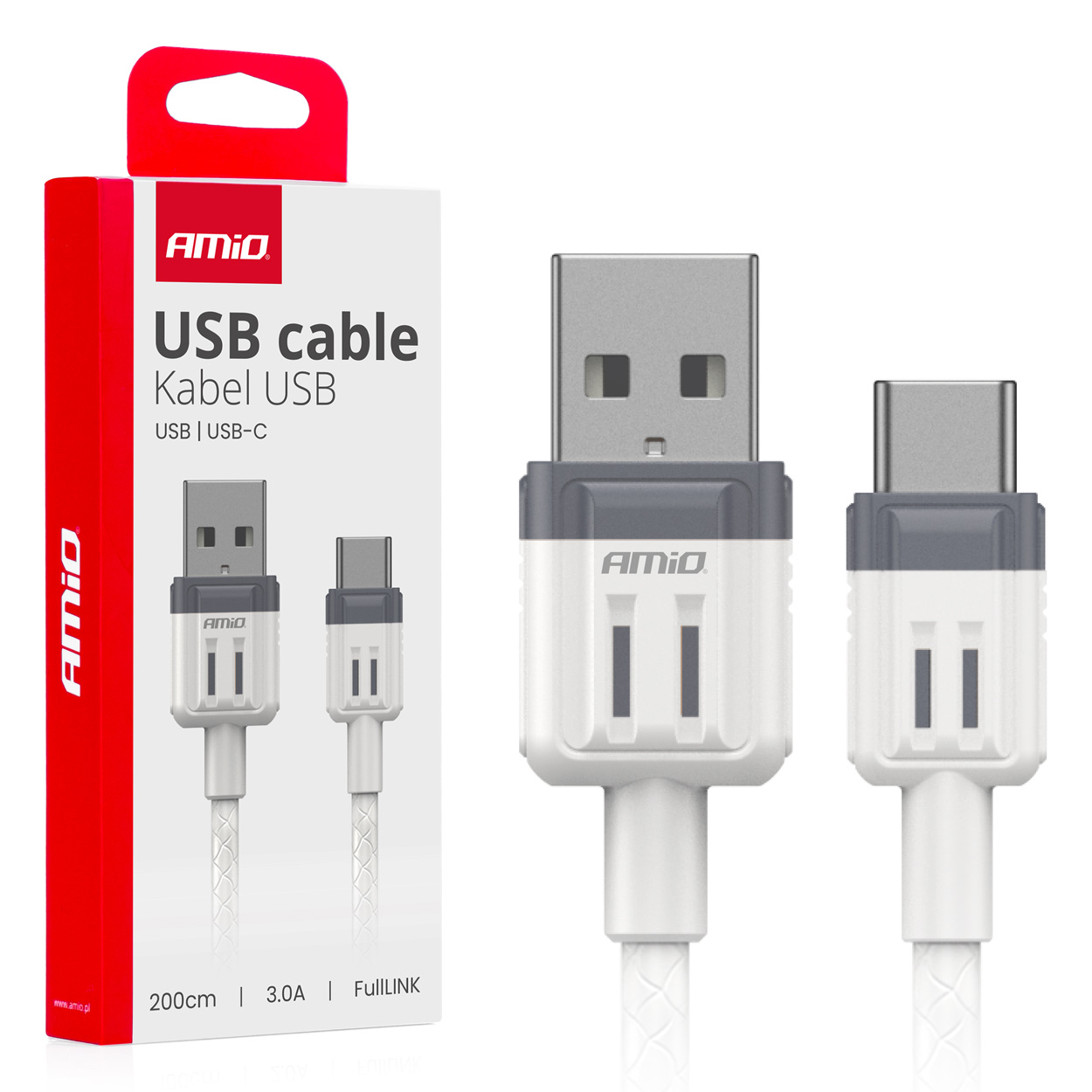 Cable USB a USB-C 3A 200cm FullLINK AMIO-03906 1 Cable USB a USB-C 3A 200cm FullLINK AMIO-03906