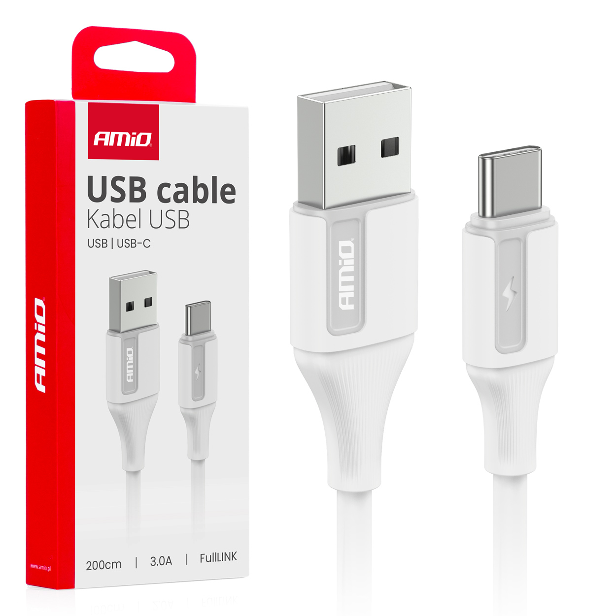 Cable USB a USB-C 3A 200cm FullLINK AMIO-03918 1 Cable USB a USB-C 3A 200cm FullLINK AMIO-03918