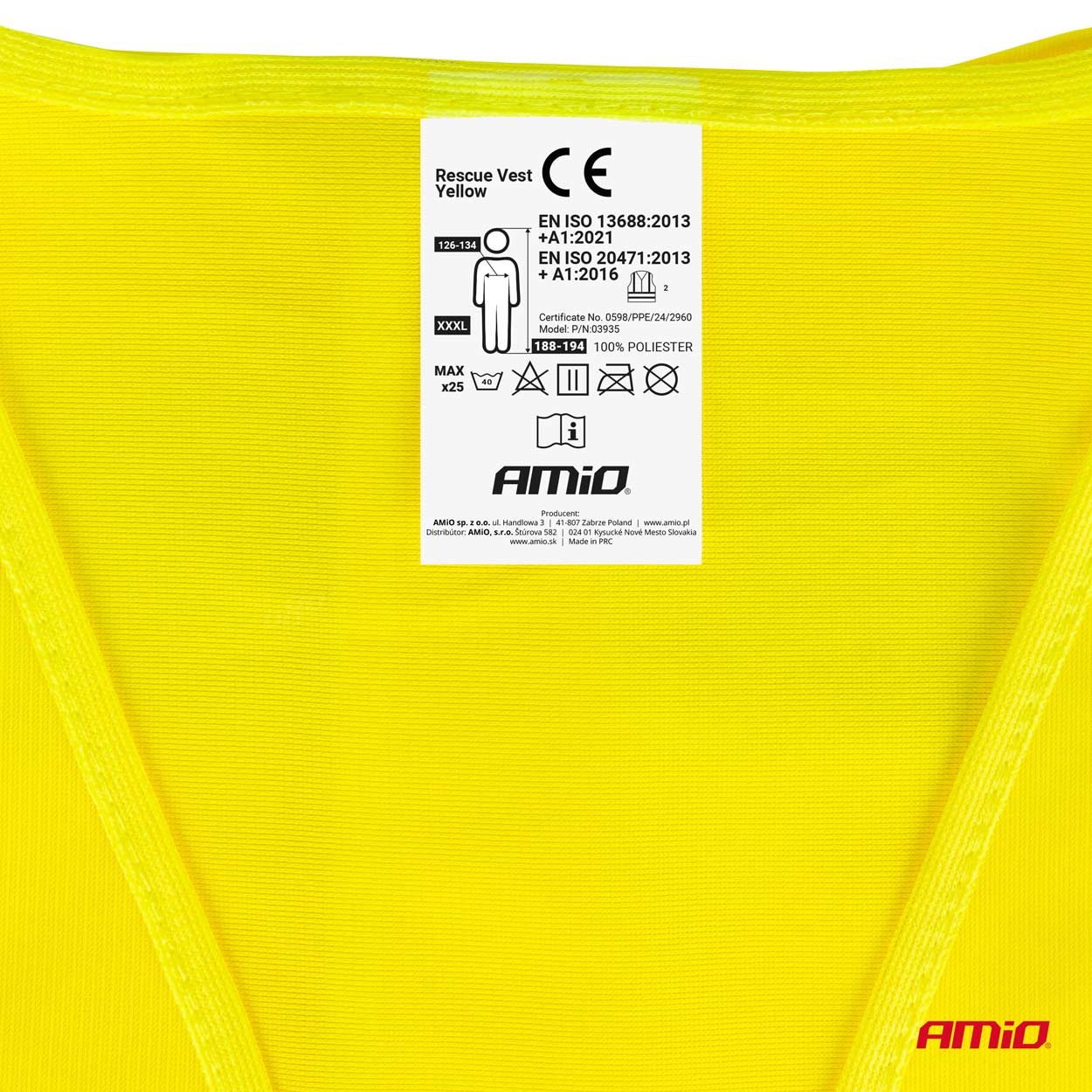 Chaqueta reflectante XXXL amarilla posee certificado AMIO-03935 2 Chaqueta reflectante XXXL amarilla posee certificado AMIO-03935