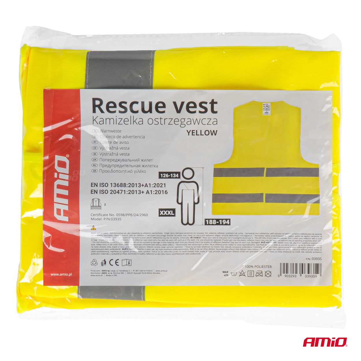 Chaqueta reflectante XXXL amarilla posee certificado AMIO-03935 9 Chaqueta reflectante XXXL amarilla posee certificado AMIO-03935