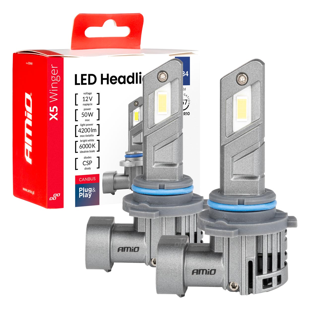 Kit LED X5-series WINGER HB4 6000K max 50W AMIO-03949 1 Kit LED X5-series WINGER HB4 6000K max 50W AMIO-03949