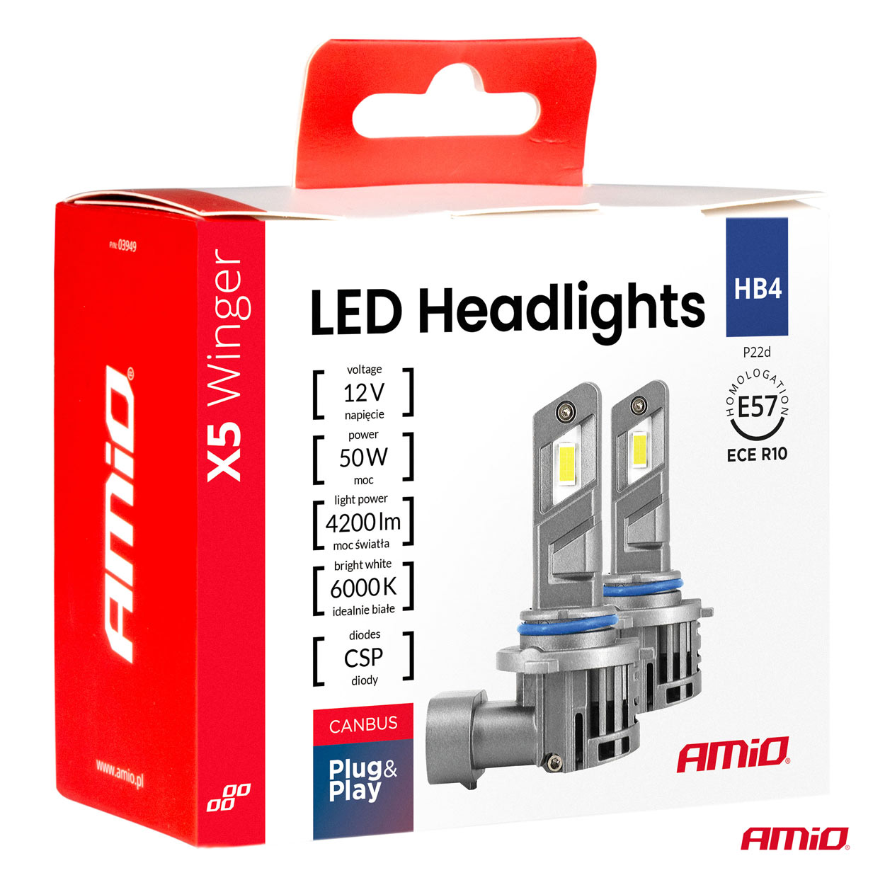 Kit LED X5-series WINGER HB4 6000K max 50W AMIO-03949 6 Kit LED X5-series WINGER HB4 6000K max 50W AMIO-03949