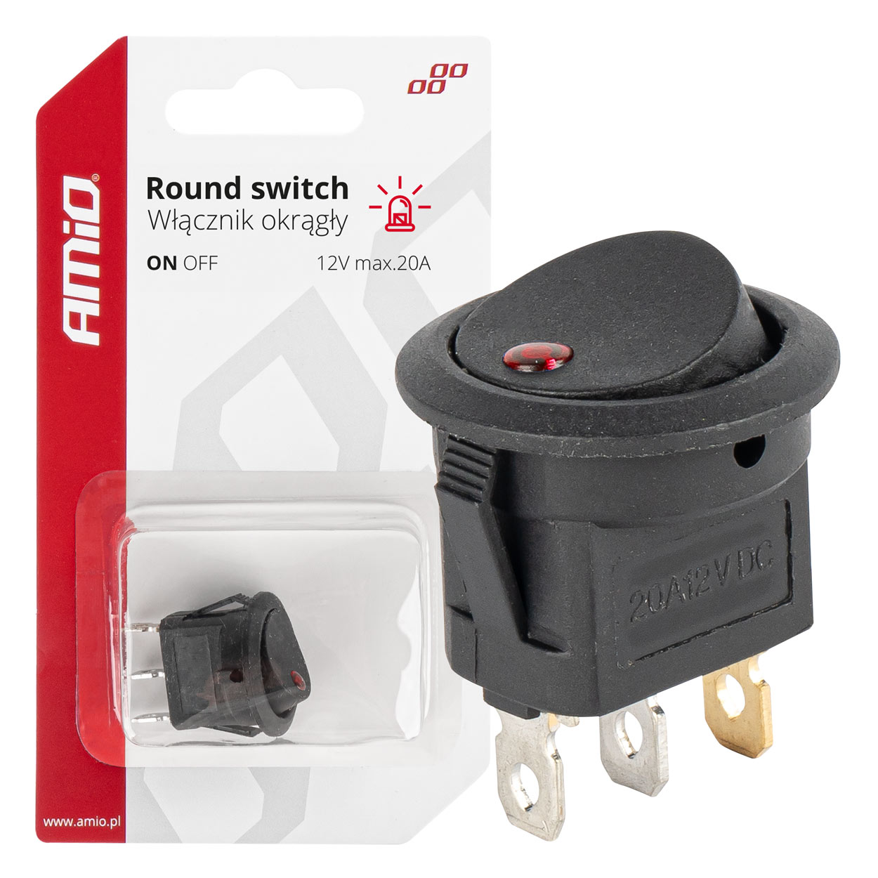 Interruptor Redondo Rojo AMIO-03961 1 Interruptor Redondo Rojo AMIO-03961