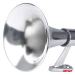 Bocina fanfarria senal sonora cromada 640mm 12V 24V AMIO-04076