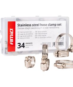 Juego de abrazaderas de tornillo de acero inoxidable 34 piezas AMIO-04125