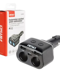 Toma de extensión doble 2xUSB 1xUSB C 12/24V máx 200W AMIO-04173