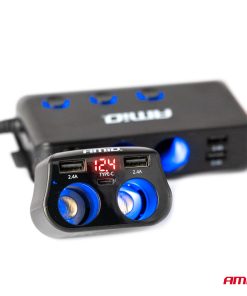 Toma de extensión doble 2xUSB 1xUSB C 12/24V máx 200W AMIO-04173