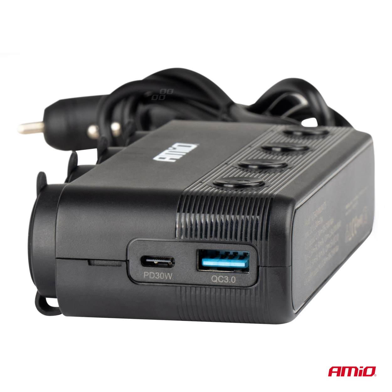 Toma de extensión cuádruple PD30W QC3.0 12/24V máx. 216W AMIO-04175 2 Toma de extensión cuádruple PD30W QC3.0 12/24V máx. 216W AMIO-04175