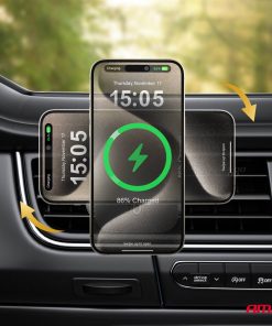 Cargador de USB coche inalámbrico magnético rápido Qi2 15W para salpicadero de ventilación AMIO-04180 23 Cargador de USB coche inalámbrico magnético rápido Qi2 15W para salpicadero de ventilación AMIO-04180