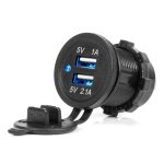 Cargador de Móvil Estanco con Indicador LED AZUL 3.1A 2xUSB 12/24V AMIO-04216