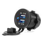 Cargador de Móvil Estanco con Indicador LED AZUL 4.2A 2xUSB 12/24V AMIO-04217