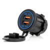 Cargador de teléfono resistente al agua con retroiluminación LED AZUL 2xUSB QC3.0 12/24V AMIO-04218