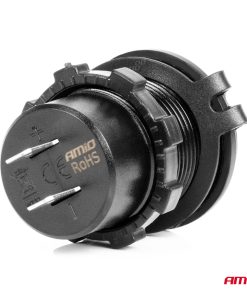 Cargador de teléfono resistente al agua con retroiluminación LED AZUL 2xUSB QC3.0 12/24V AMIO-04218