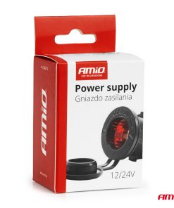 Enchufe impermeable para encendedor de cigarrillos de coche con retroiluminación LED ROJA 12/24V AMIO-04219