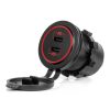 Cargador de teléfono resistente al agua con retroiluminación LED ROJA 2xUSB C 12/24V AMIO-04223
