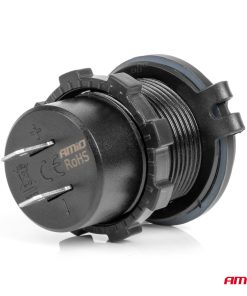 Cargador de teléfono resistente al agua con retroiluminación LED ROJA 2xUSB C 12/24V AMIO-04223