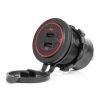 Cargador de teléfono resistente al agua con interruptor retroiluminación LED ROJA 2xUSB C 12/24V AMIO-04224