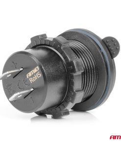 Cargador de teléfono resistente al agua con interruptor retroiluminación LED ROJA 2xUSB C 12/24V AMIO-04224