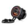 Cargador de teléfono resistente al agua con interruptor retroiluminación LED ROJA USB + 2xUSB C QC3.0 12/24V AMIO-04227