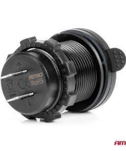 Cargador de teléfono resistente al agua con interruptor retroiluminación LED ROJA USB + 2xUSB C QC3.0 12/24V AMIO-04227