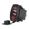 Cargador de teléfono impermeable en forma de barco con retroiluminación LED ROJA 2xUSB 12/24V AMIO-04228