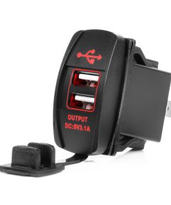 Cargador de teléfono impermeable en forma de barco con retroiluminación LED ROJA 2xUSB 12/24V AMIO-04228